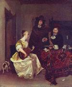 Gerard ter Borch the Younger A Woman playing a Theorbo to Two Men china oil painting artist